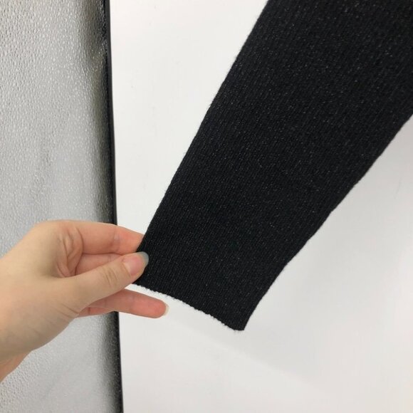 Reitmans Black flattering Diamond neck long sleeve shimmer knit sweater  L - Picture 7 of 14